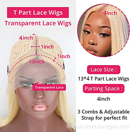 Brazilian straight hair Remy human hair blond 613 lace front swing wig short bob pre-pull 100% natural Brazilian wig wholesale